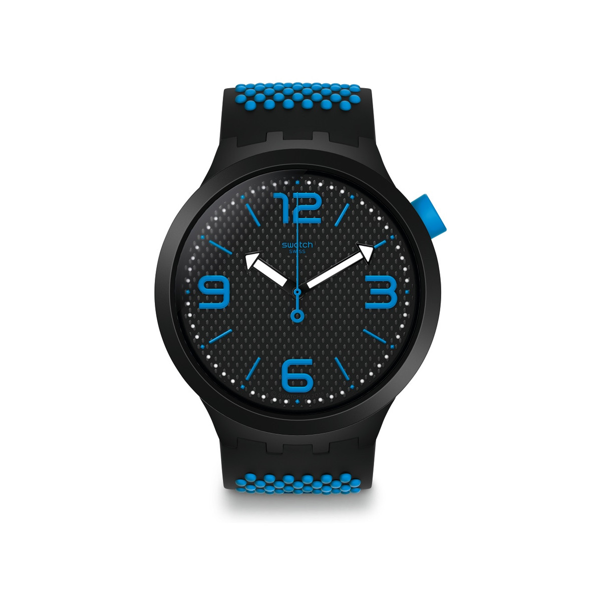 Montre Swatch mixte plastique silicone noir bleu