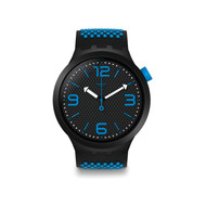 Montre Swatch mixte plastique silicone noir bleu