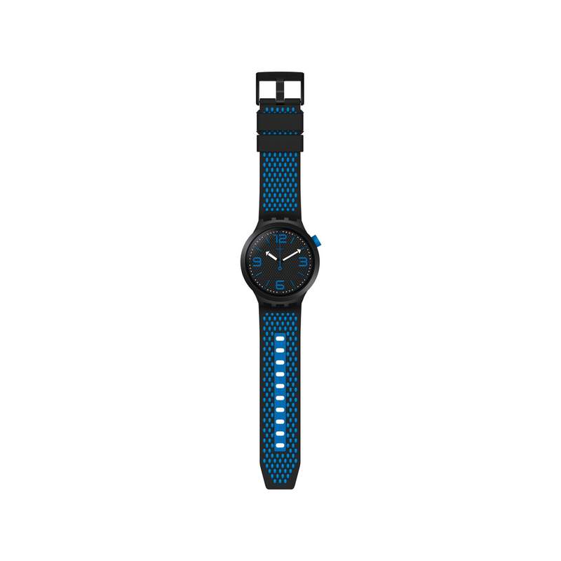 Montre Swatch mixte plastique silicone noir bleu - vue 2