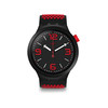 Montre Swatch mixte plastique silicone noir rouge - vue V1