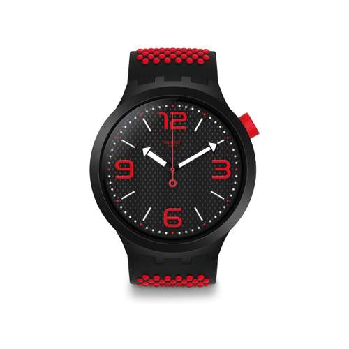 Swatch horloge voor dames en heren, kunststof, siliconen, zwart en rood