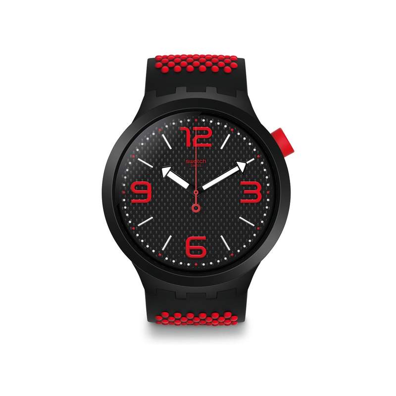 Montre Swatch mixte plastique silicone noir rouge - vue 1