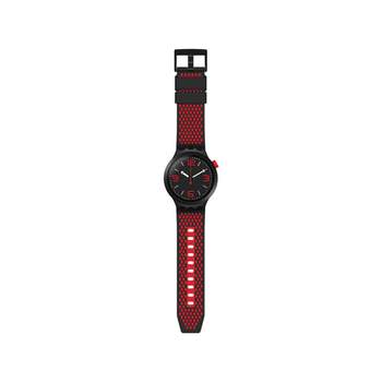 Swatch horloge voor dames en heren, kunststof, siliconen, zwart en rood