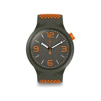 Swatch-horloge voor dames en heren, van kunststof en siliconen, kaki en oranje