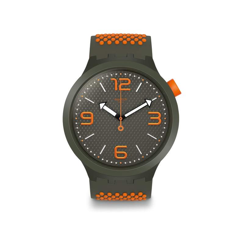 Montre Swatch mixte plastique silicone kaki orange - vue 1