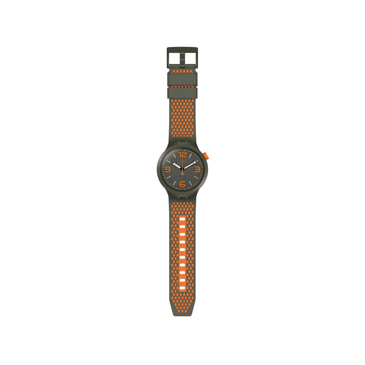 Montre Swatch mixte plastique silicone kaki orange - vue 2