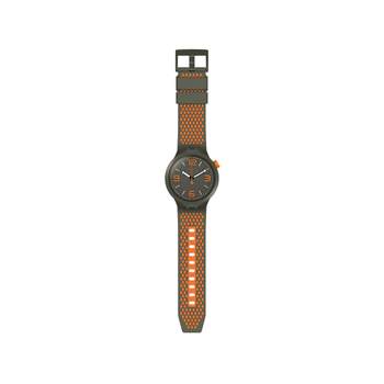 Swatch-horloge voor dames en heren, van kunststof en siliconen, kaki en oranje