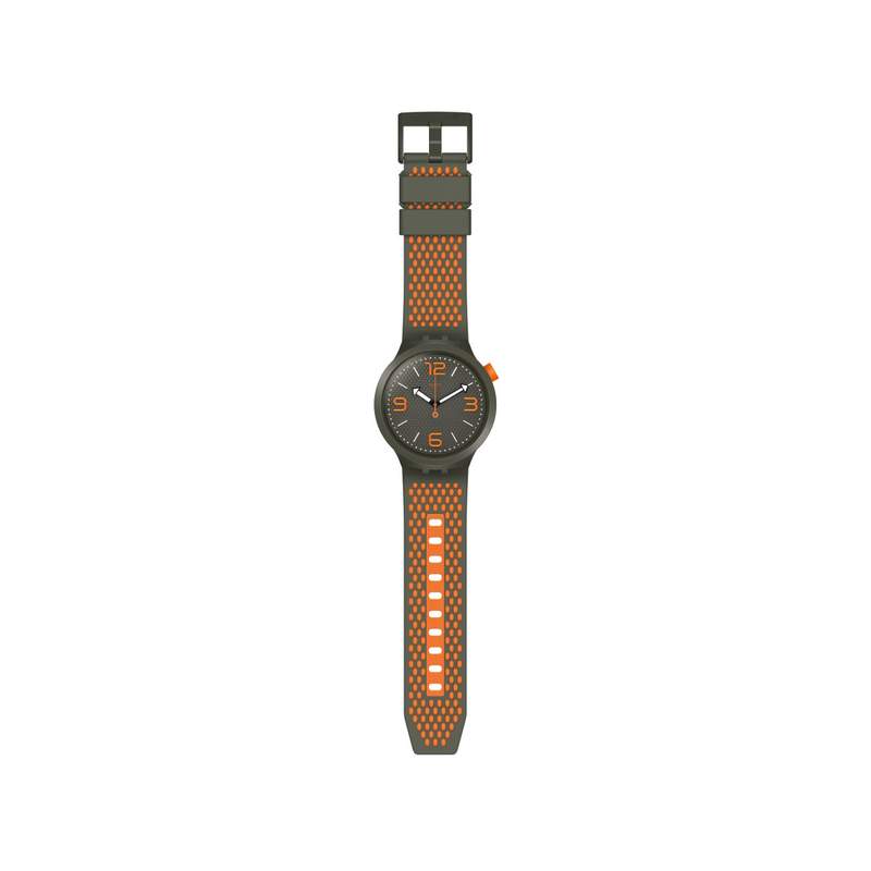 Montre Swatch mixte plastique silicone kaki orange - vue 2