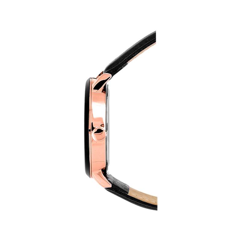 Montre Pierre Lannier homme acier rose cuir noir - vue 2