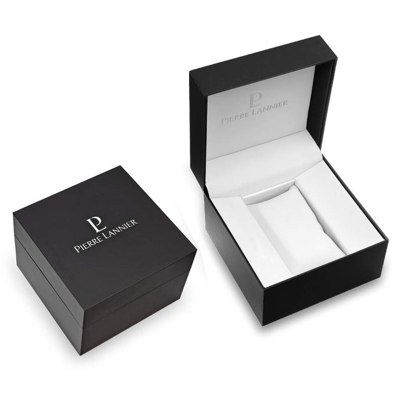 Montre Pierre Lannier homme acier rose cuir noir - vue D1