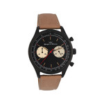 Montre Yonger et Bresson acier noir cuir marron - vue 1