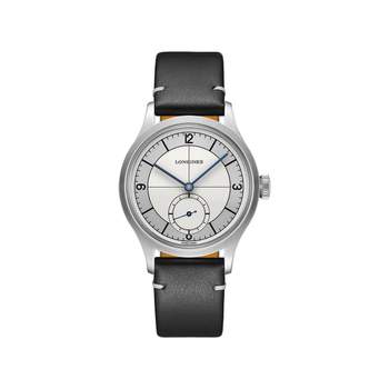 Longines herenhorloge, automatisch, staal, zwart leer