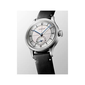 Longines herenhorloge, automatisch, staal, zwart leer