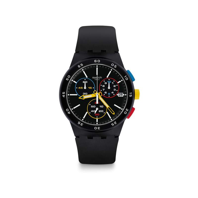 Montre Swatch homme chronographe silicone noir - vue 1