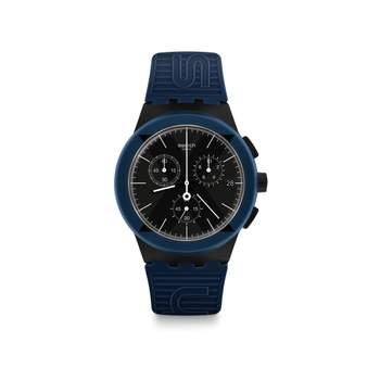 Swatch-herenhorloge met chronograaf, blauw siliconenband