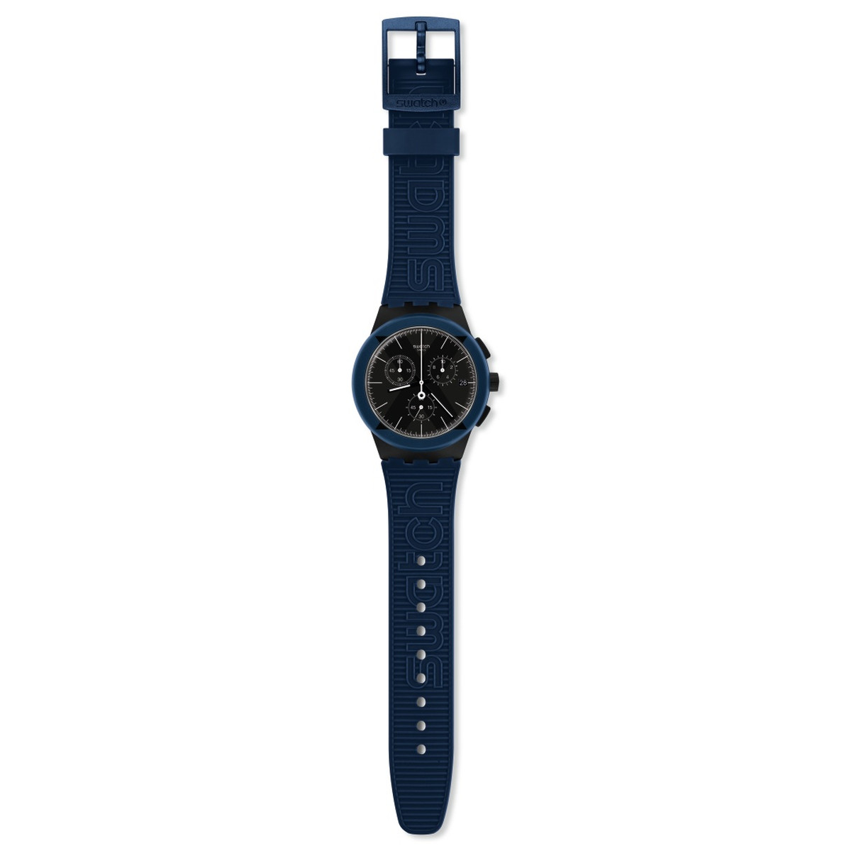 Montre Swatch homme chronographe silicone bleu - vue D1