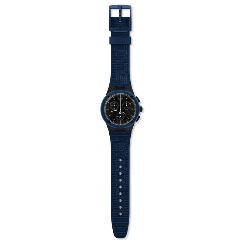 Montre Swatch homme chronographe silicone bleu - vue D1