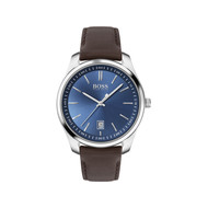 Montre Hugo Boss homme acier cuir marron