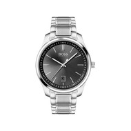 Montre Boss homme acier cuir noir