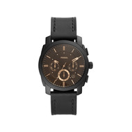 Montre Fossil homme chronographe acier noir cuir