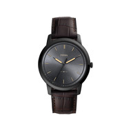 Montre Fossil homme acier noir cuir marron
