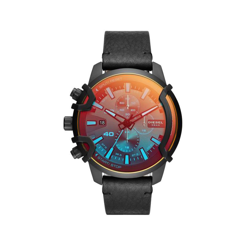 Montre Diesel homme chronographe acier cuir noir - vue 1