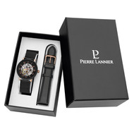 Coffret Pierre Lannier homme acier et cuir noir