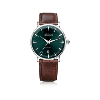 Montre HERBELIN  Inspiration automatique acier bracelet cuir brun