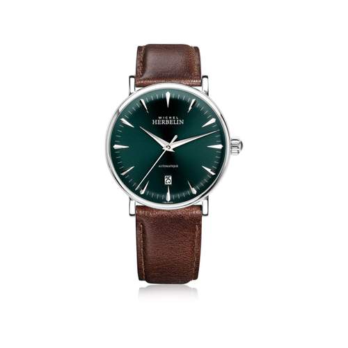 Montre HERBELIN  Inspiration automatique acier bracelet cuir brun