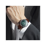 Montre HERBELIN  Inspiration automatique acier bracelet cuir brun - vue porté 1