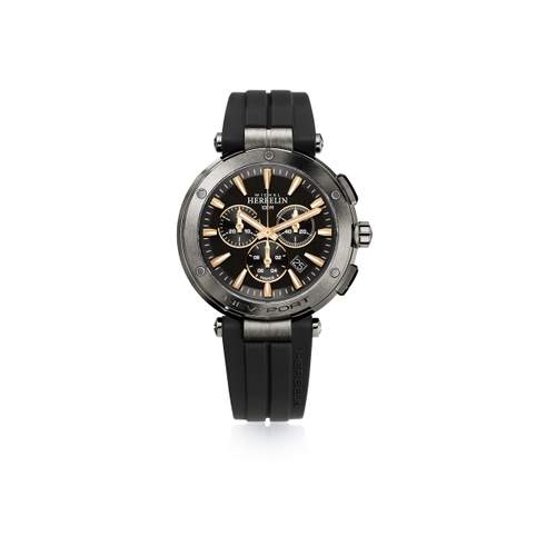 HERBELIN Newport Chrono stalen horloge met zwarte rubberen band