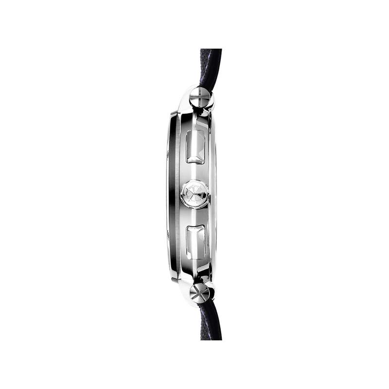 Montre HERBELIN Newport Chrono homme acier bracelet cuir noir - vue 2