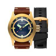 Montre Spinnaker homme titane doré cuir marron