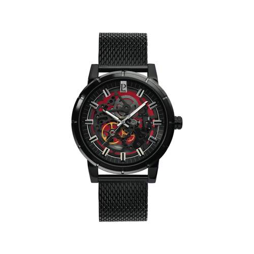 Pierre Lannier men's automatic black steel watch