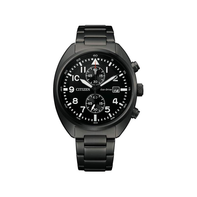 Montre Citizen homme chronographe acier noir - vue 1
