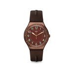 Montre Swatch homme acier brun cuir brun - vue 1