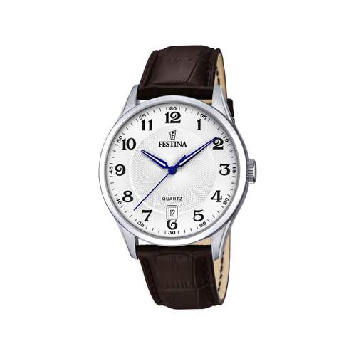Festina herenhorloge van staalbruin leer
