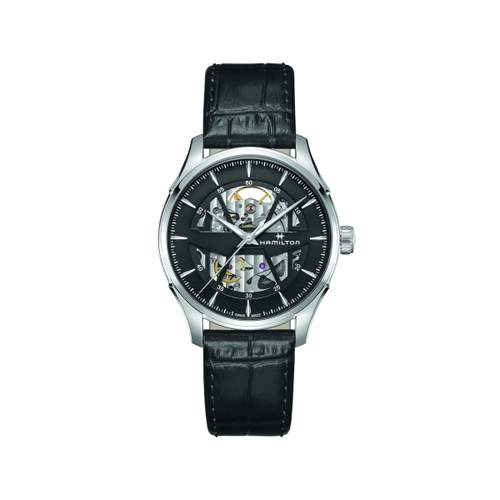 Hamilton herenhorloge, automatisch, staal, zwart leer