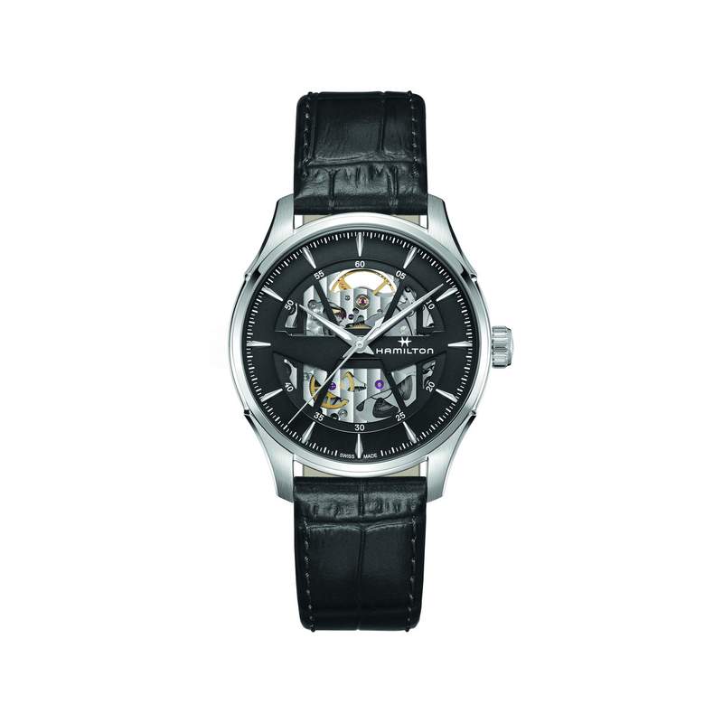 Montre Hamilton homme automatique acier cuir noir - vue 1