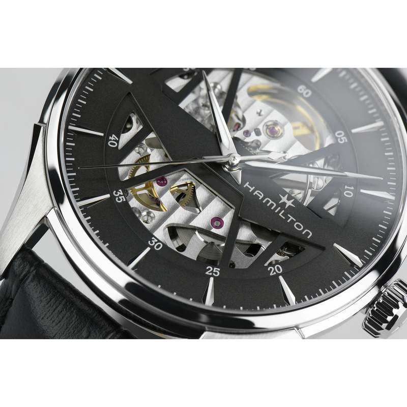 Montre Hamilton homme automatique acier cuir noir - vue D2