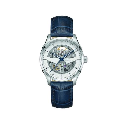 Montre Hamilton homme automatique acier cuir bleu