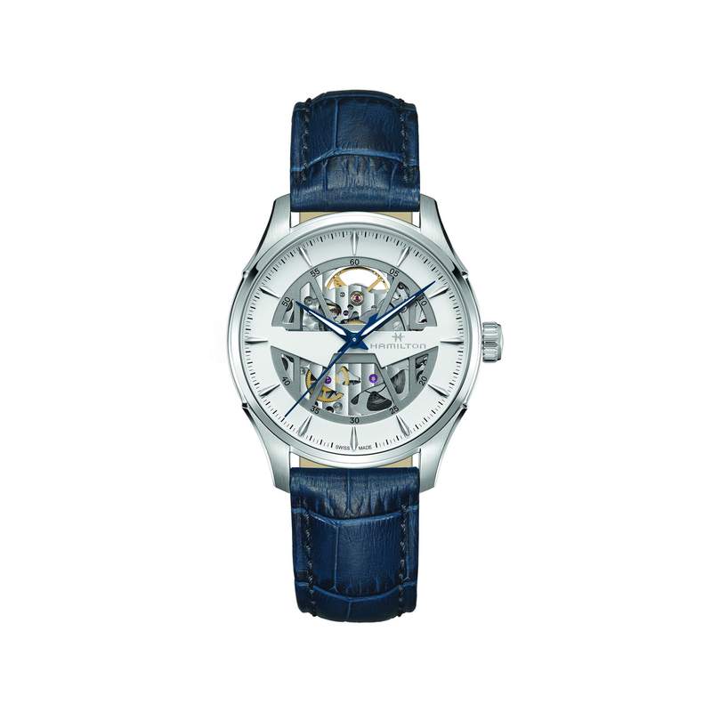 Montre Hamilton homme automatique acier cuir bleu - vue 1
