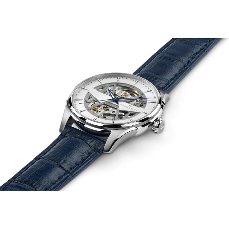 Montre Hamilton homme automatique acier cuir bleu - vue 2