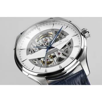 Montre Hamilton homme automatique acier cuir bleu