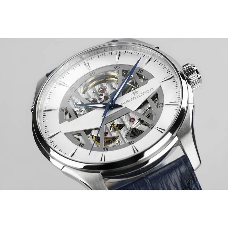 Montre Hamilton homme automatique acier cuir bleu - vue D1
