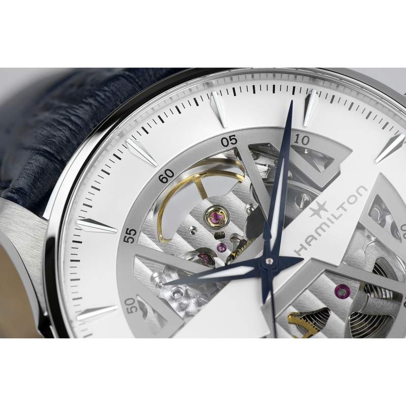 Montre Hamilton homme automatique acier cuir bleu - vue D2