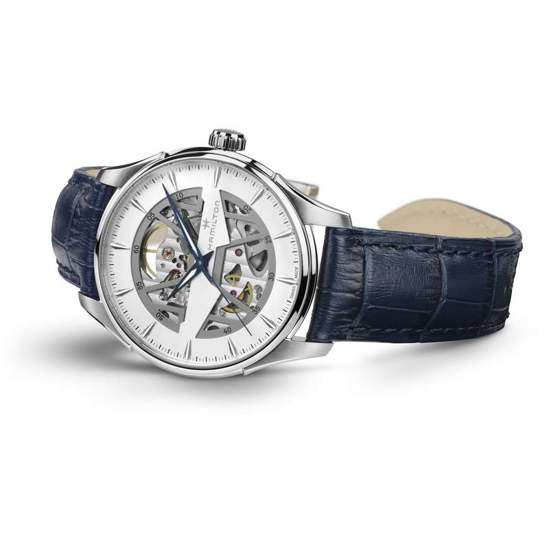 Montre Hamilton homme automatique acier cuir bleu - vue D3