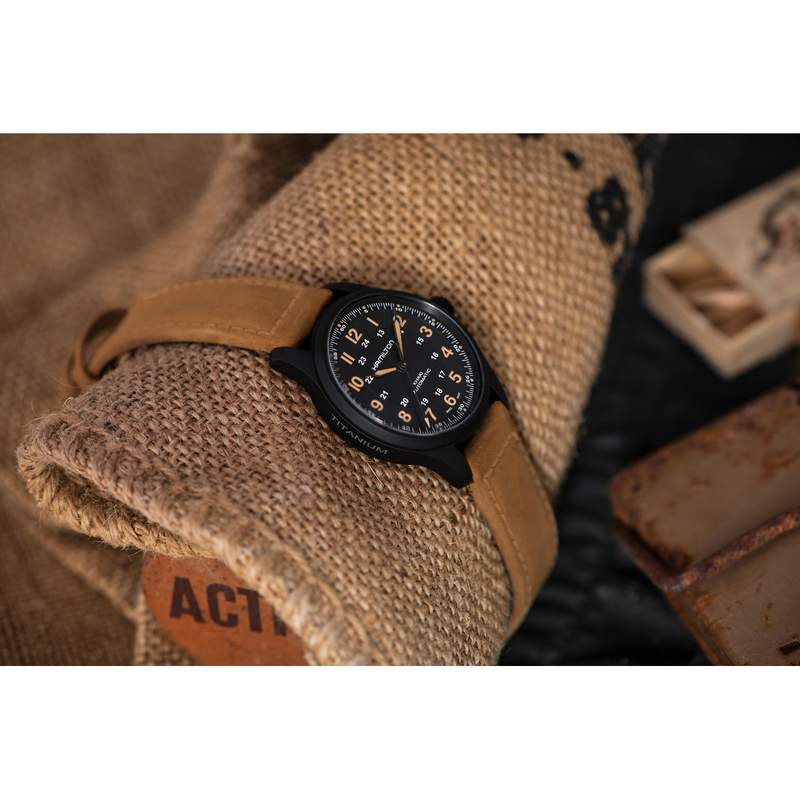 Montre Hamilton homme automatique titane cuir - vue D3