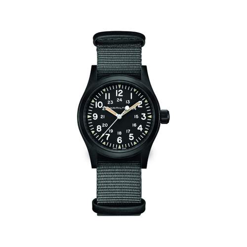Montre Hamilton homme automatique acier Nato noir