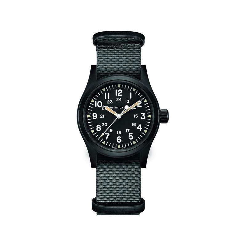 Montre Hamilton homme automatique acier Nato noir - vue 1